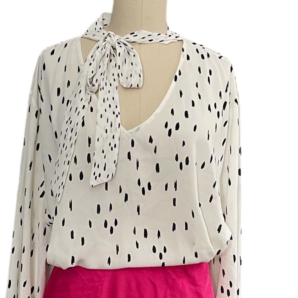 Worthington_Black & Cream Polka Dot Blouse - X3